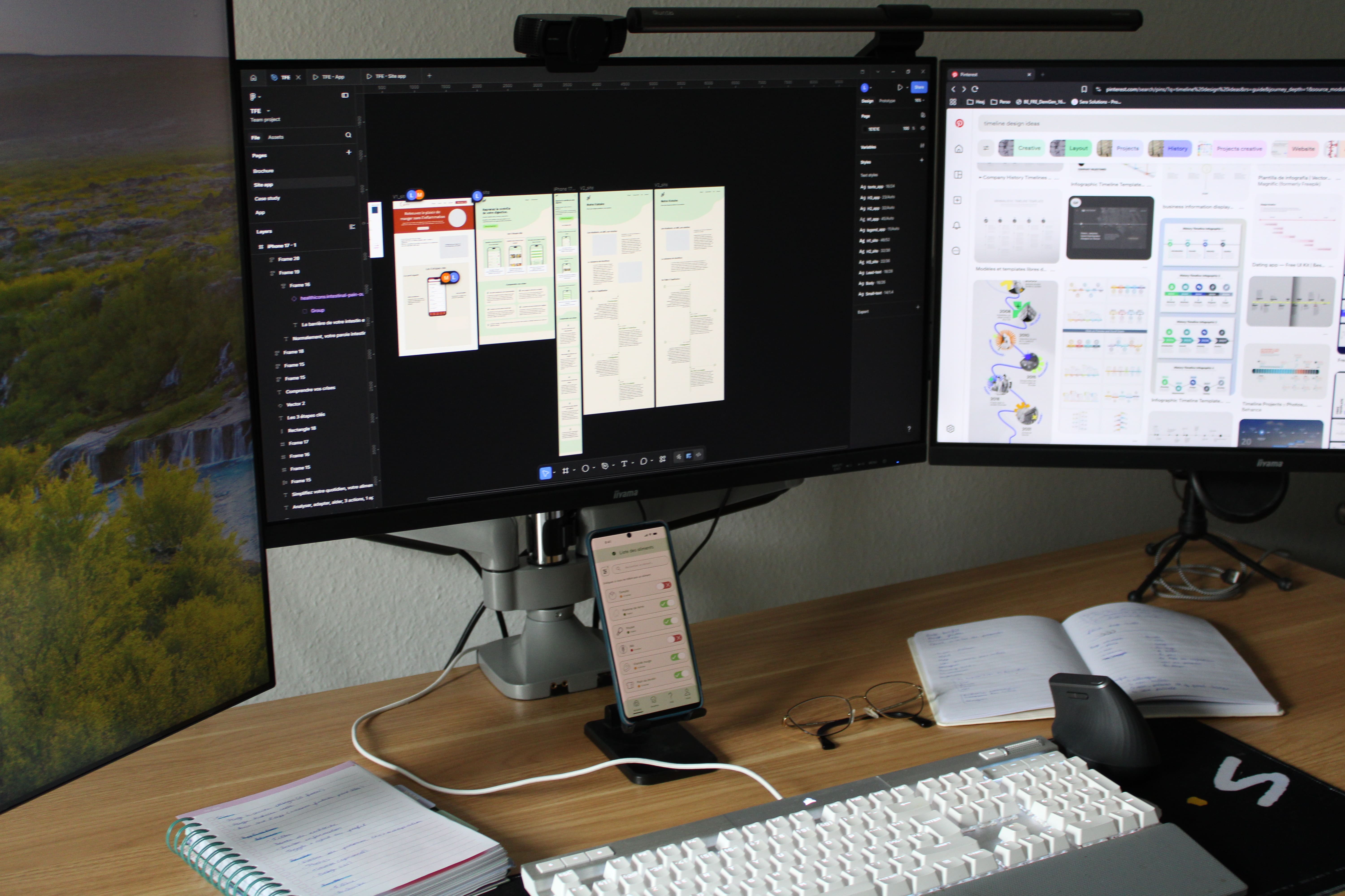 Photo d'un bureau avec le projet