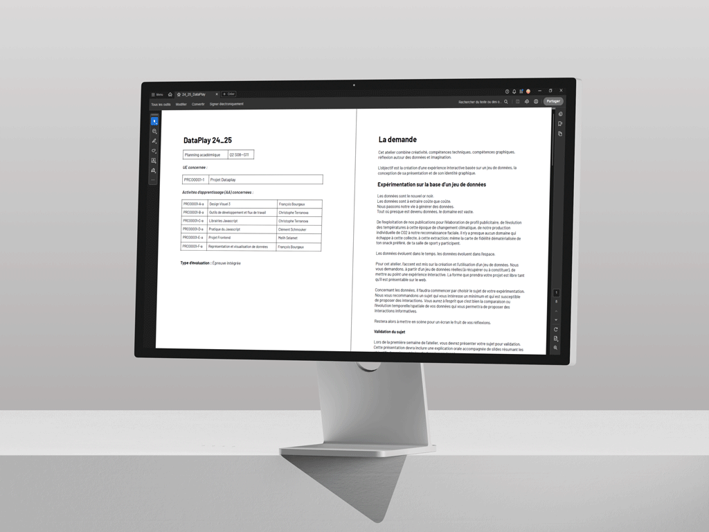 mockup d'un écran d'ordinateur contenant le briefind du projet