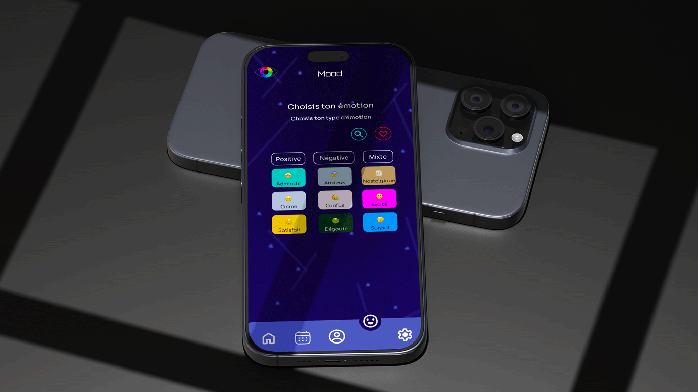 mockup de la page du choix des émotions